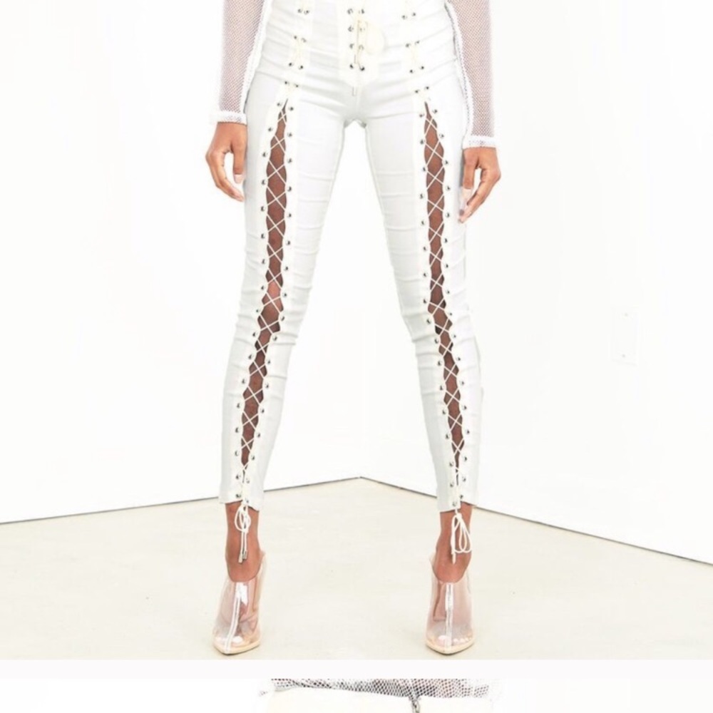 Sorella XS Multi Lace Up White Pants